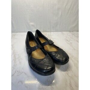 Rockport Black Leather Mary Jane style Slip On Shoe Flat Sz 10